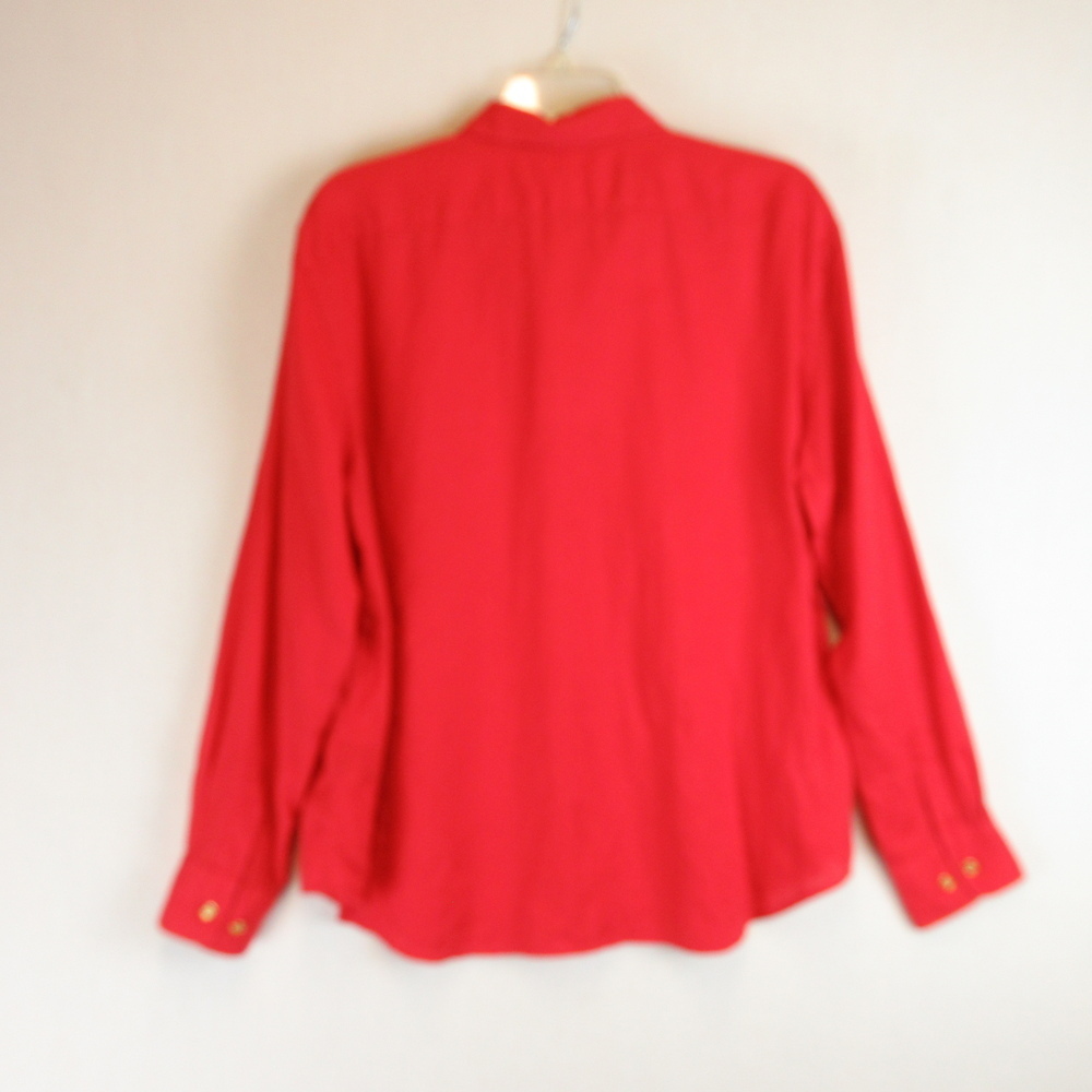 Lauren Ralph Lauren Red Linen Utility Button-Down Shirt Size XL - Picture 2 of 10